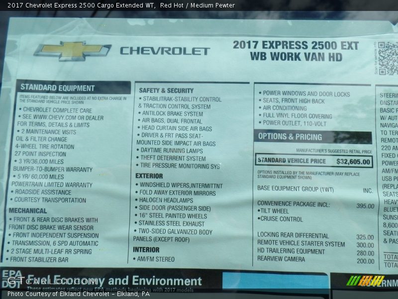 Red Hot / Medium Pewter 2017 Chevrolet Express 2500 Cargo Extended WT