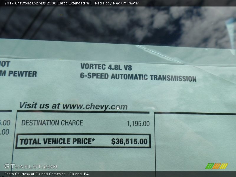 Red Hot / Medium Pewter 2017 Chevrolet Express 2500 Cargo Extended WT
