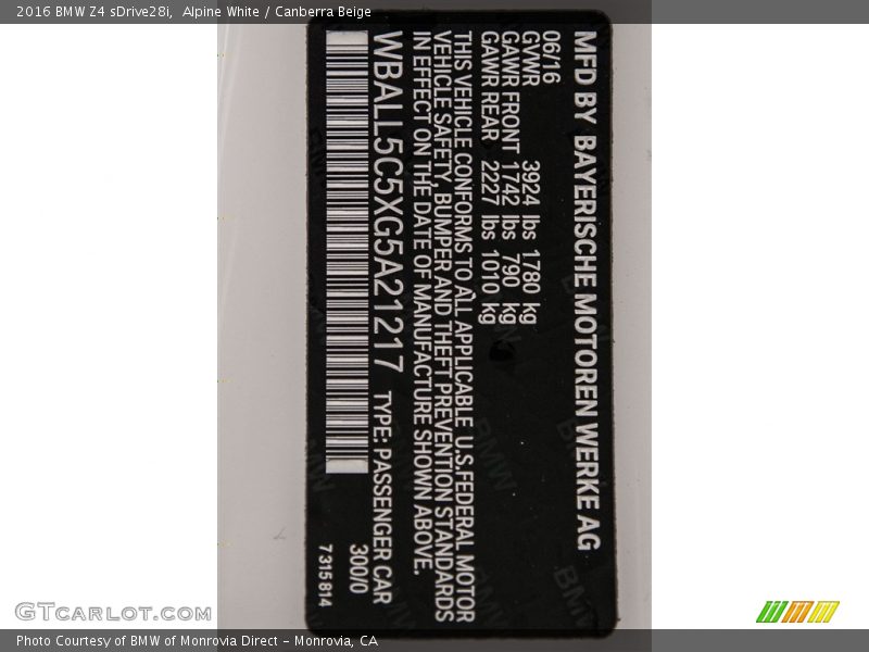 Alpine White / Canberra Beige 2016 BMW Z4 sDrive28i