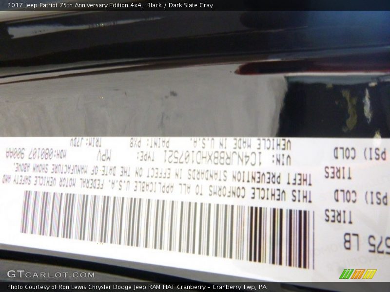 Black / Dark Slate Gray 2017 Jeep Patriot 75th Anniversary Edition 4x4