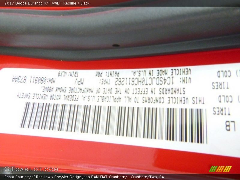 Redline / Black 2017 Dodge Durango R/T AWD