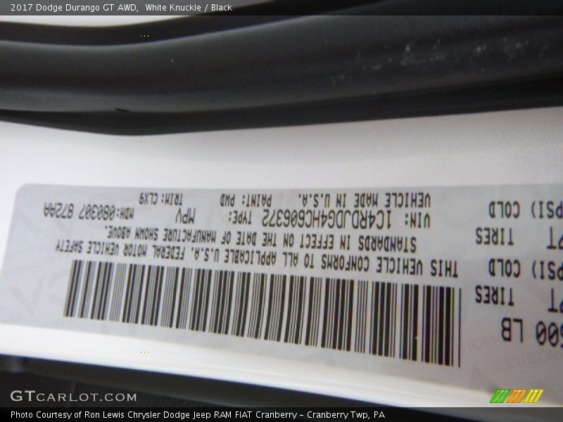 White Knuckle / Black 2017 Dodge Durango GT AWD