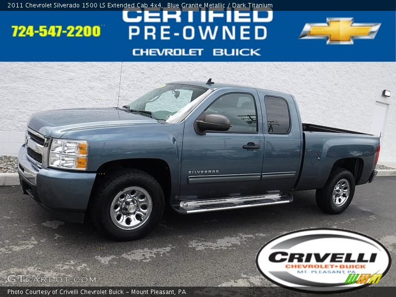 Blue Granite Metallic / Dark Titanium 2011 Chevrolet Silverado 1500 LS Extended Cab 4x4