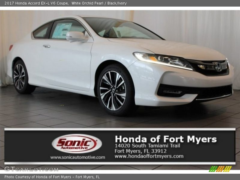 White Orchid Pearl / Black/Ivory 2017 Honda Accord EX-L V6 Coupe