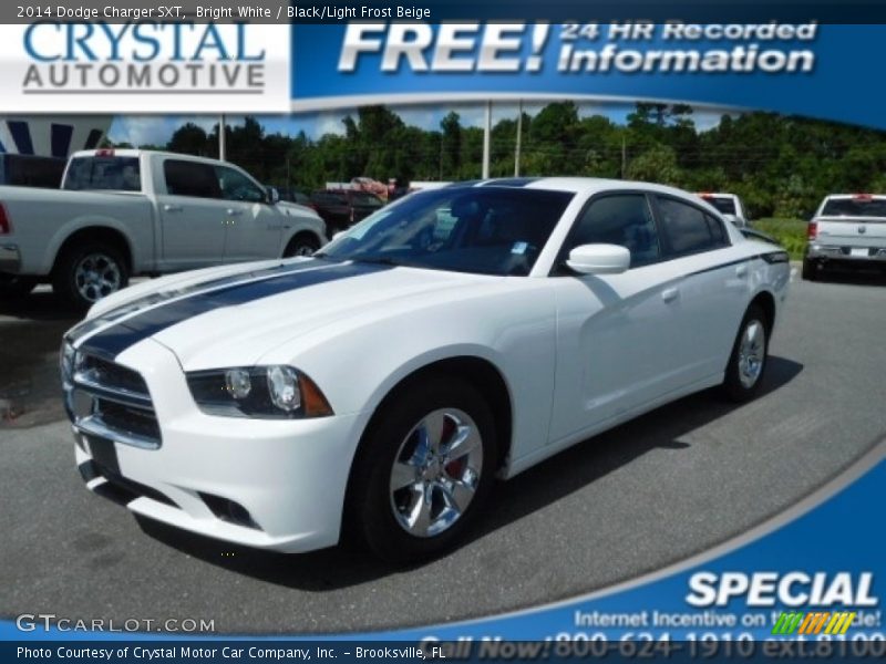 Bright White / Black/Light Frost Beige 2014 Dodge Charger SXT