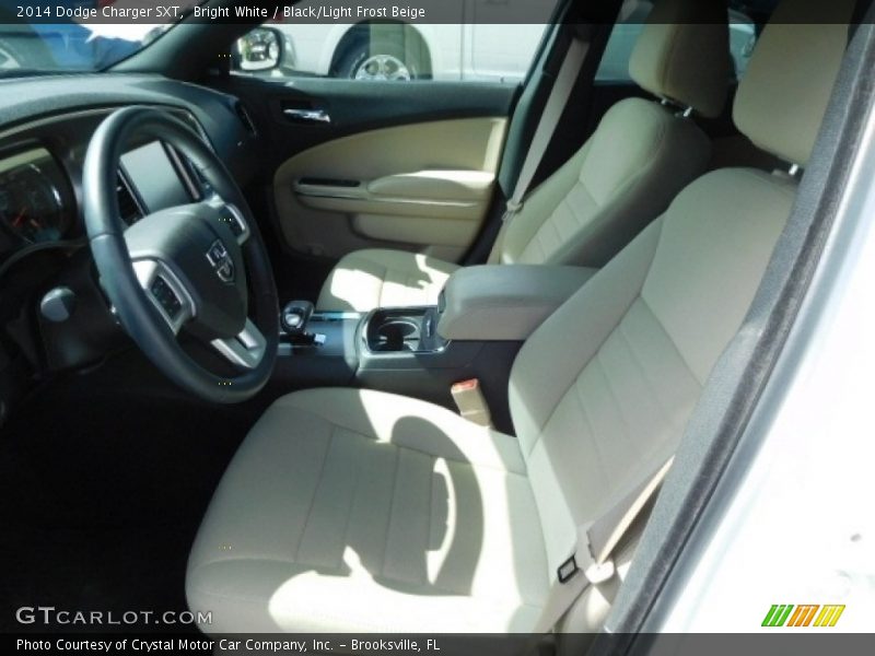 Bright White / Black/Light Frost Beige 2014 Dodge Charger SXT