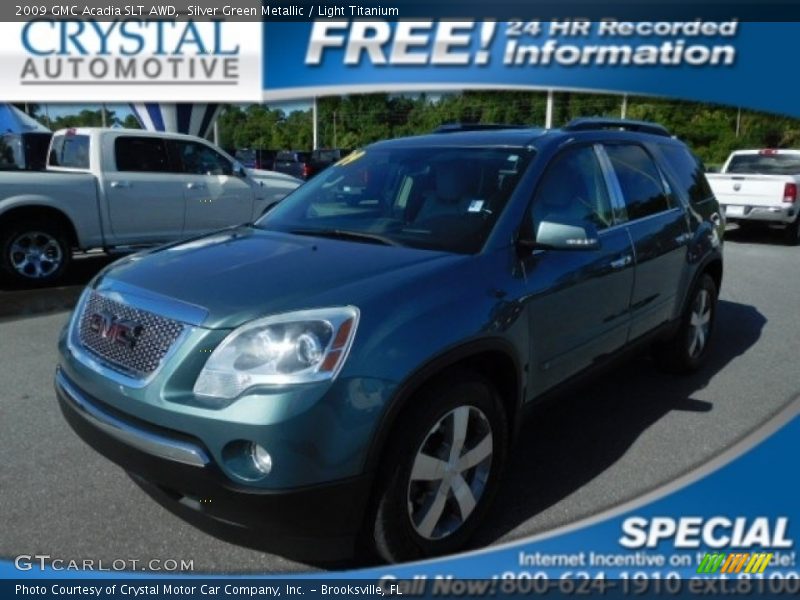 Silver Green Metallic / Light Titanium 2009 GMC Acadia SLT AWD