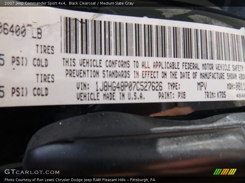 Black Clearcoat / Medium Slate Gray 2007 Jeep Commander Sport 4x4