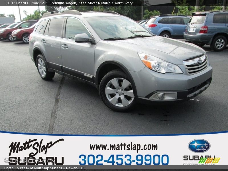 Steel Silver Metallic / Warm Ivory 2011 Subaru Outback 2.5i Premium Wagon