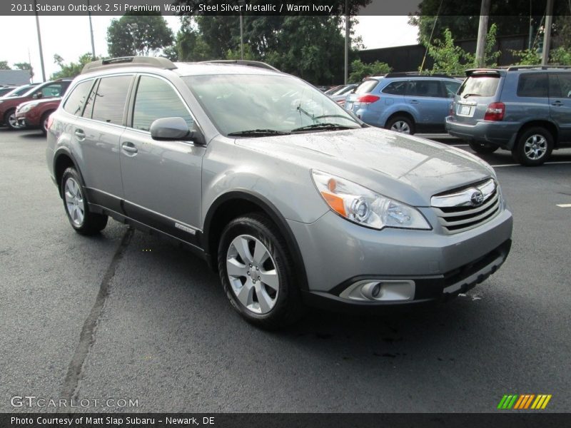 Steel Silver Metallic / Warm Ivory 2011 Subaru Outback 2.5i Premium Wagon