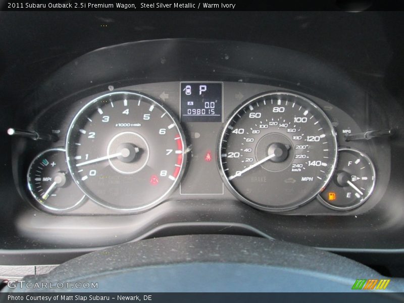 Steel Silver Metallic / Warm Ivory 2011 Subaru Outback 2.5i Premium Wagon