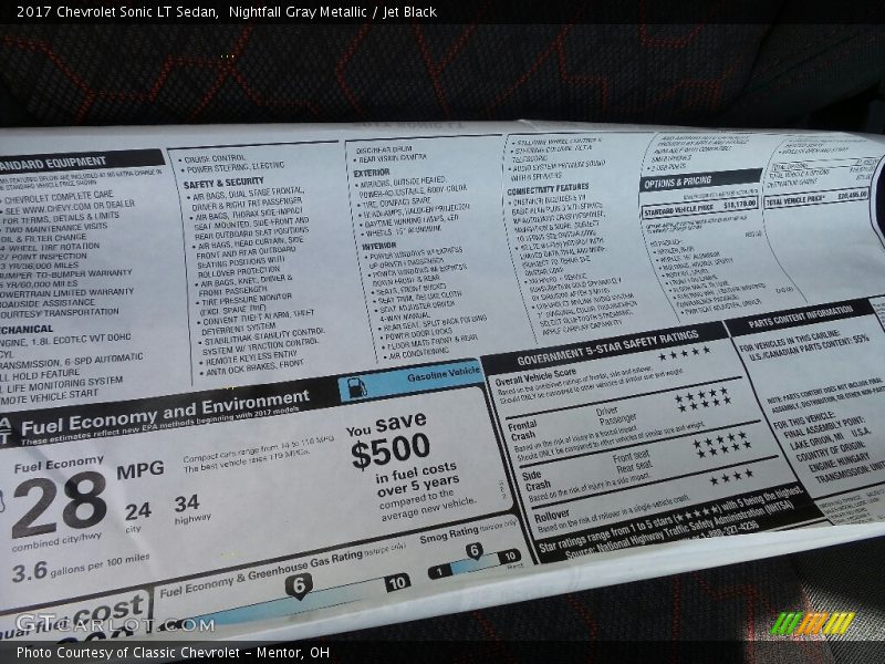 Nightfall Gray Metallic / Jet Black 2017 Chevrolet Sonic LT Sedan