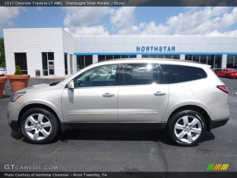 Champagne Silver Metallic / Ebony 2017 Chevrolet Traverse LT AWD