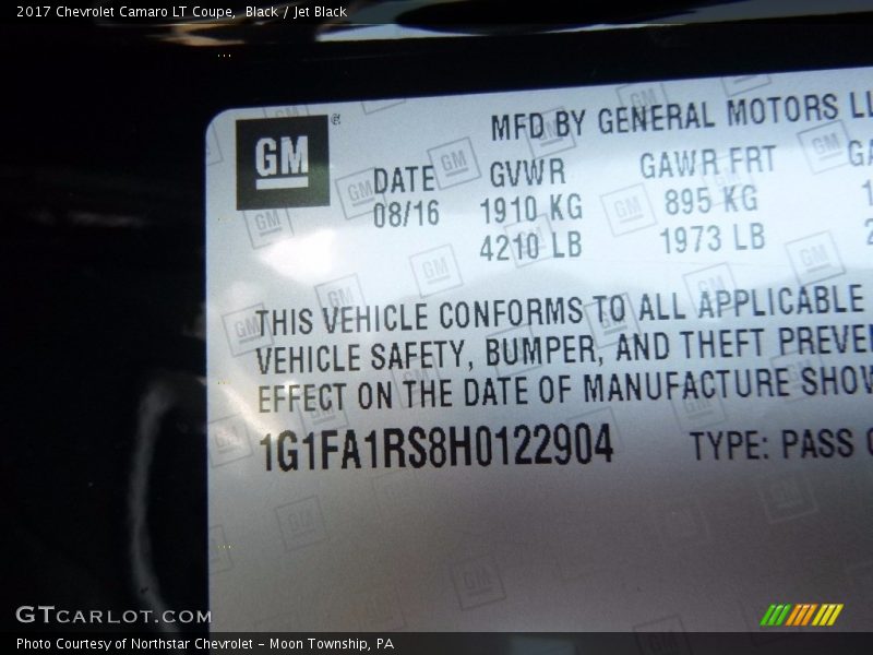Black / Jet Black 2017 Chevrolet Camaro LT Coupe