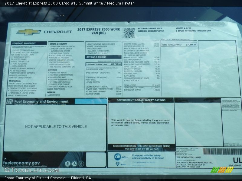 Summit White / Medium Pewter 2017 Chevrolet Express 2500 Cargo WT