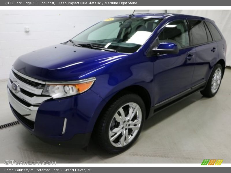 Deep Impact Blue Metallic / Medium Light Stone 2013 Ford Edge SEL EcoBoost