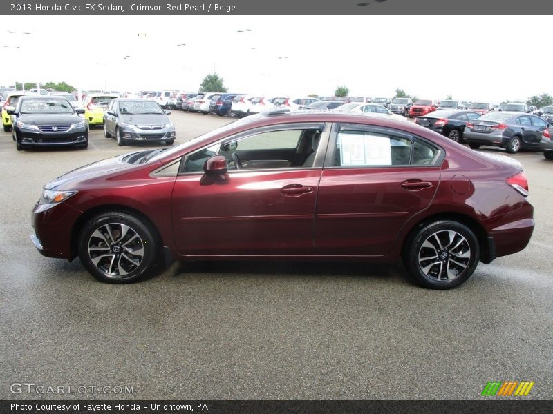 Crimson Red Pearl / Beige 2013 Honda Civic EX Sedan