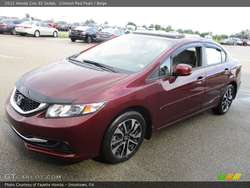 Crimson Red Pearl / Beige 2013 Honda Civic EX Sedan