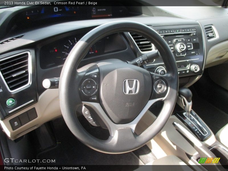 Crimson Red Pearl / Beige 2013 Honda Civic EX Sedan