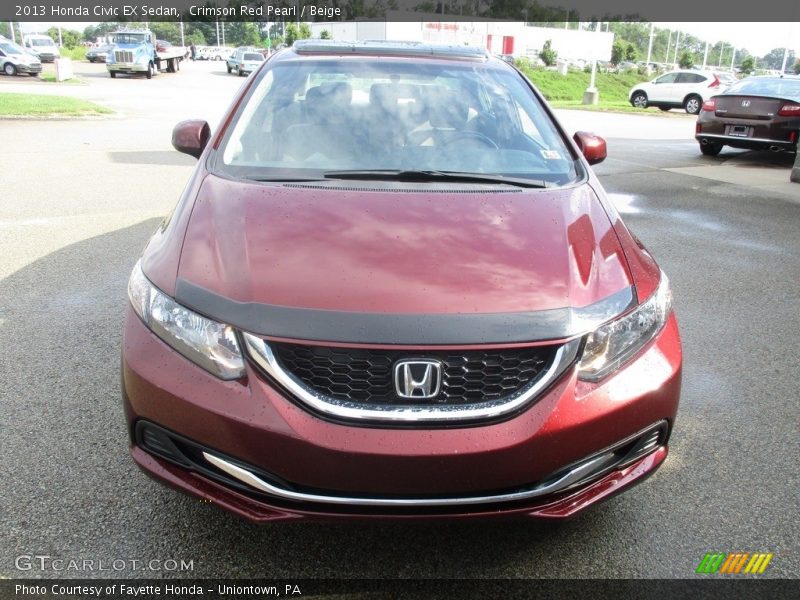 Crimson Red Pearl / Beige 2013 Honda Civic EX Sedan