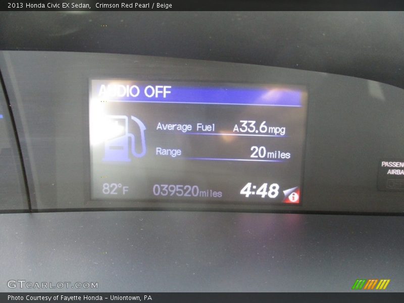 Crimson Red Pearl / Beige 2013 Honda Civic EX Sedan