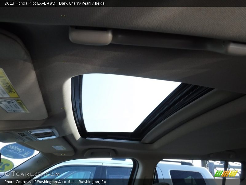 Dark Cherry Pearl / Beige 2013 Honda Pilot EX-L 4WD