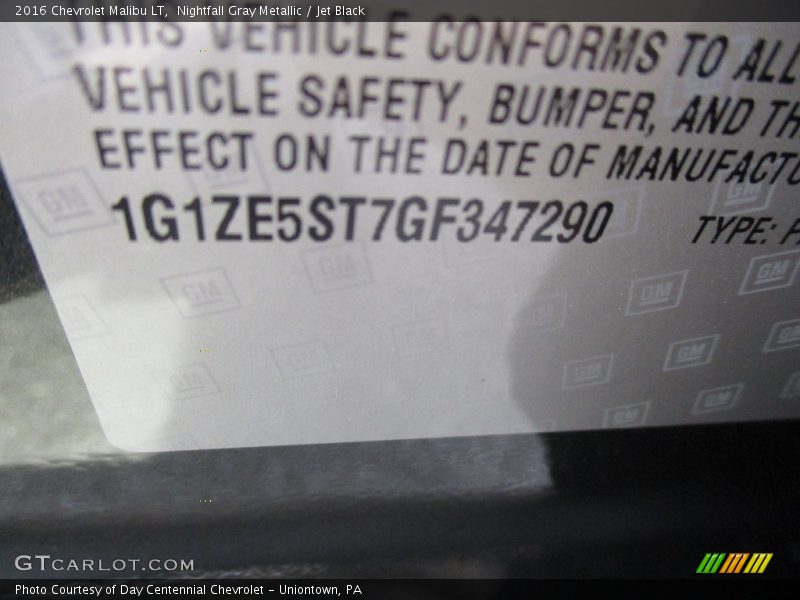 Nightfall Gray Metallic / Jet Black 2016 Chevrolet Malibu LT