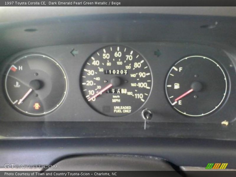 Dark Emerald Pearl Green Metallic / Beige 1997 Toyota Corolla CE