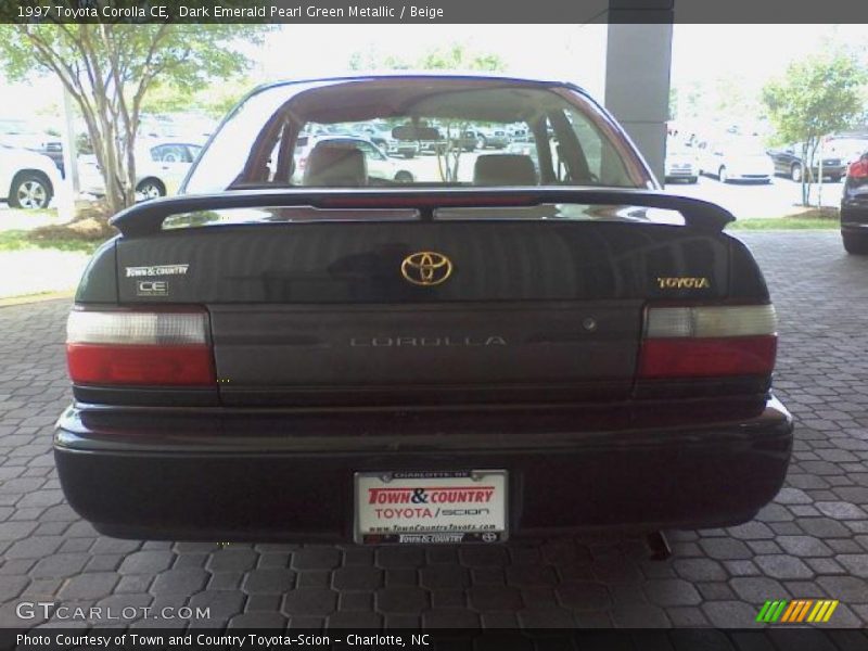 Dark Emerald Pearl Green Metallic / Beige 1997 Toyota Corolla CE