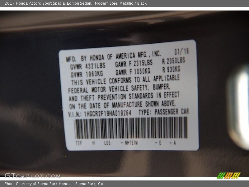 Modern Steel Metallic / Black 2017 Honda Accord Sport Special Edition Sedan