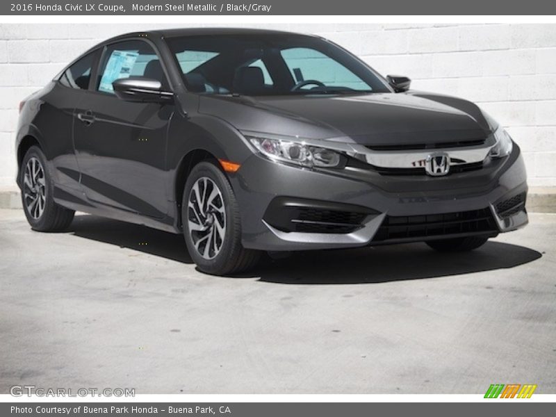 Modern Steel Metallic / Black/Gray 2016 Honda Civic LX Coupe