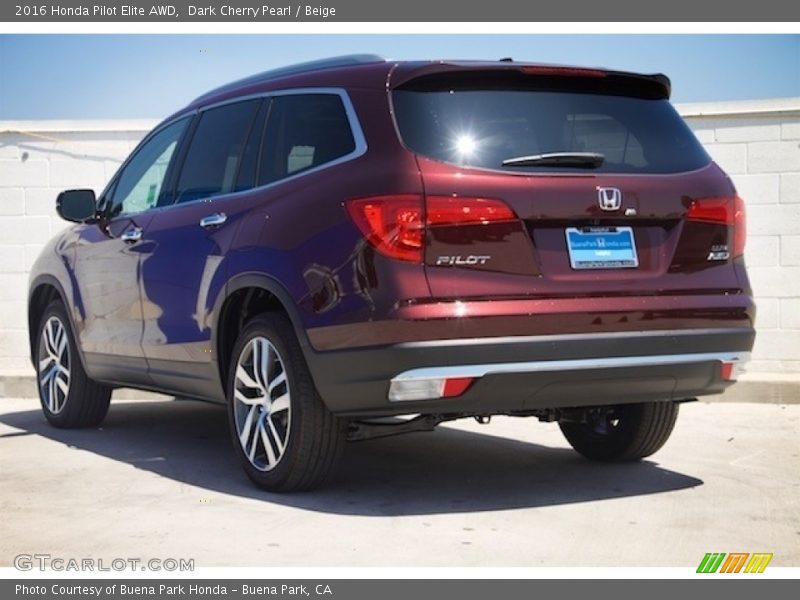 Dark Cherry Pearl / Beige 2016 Honda Pilot Elite AWD