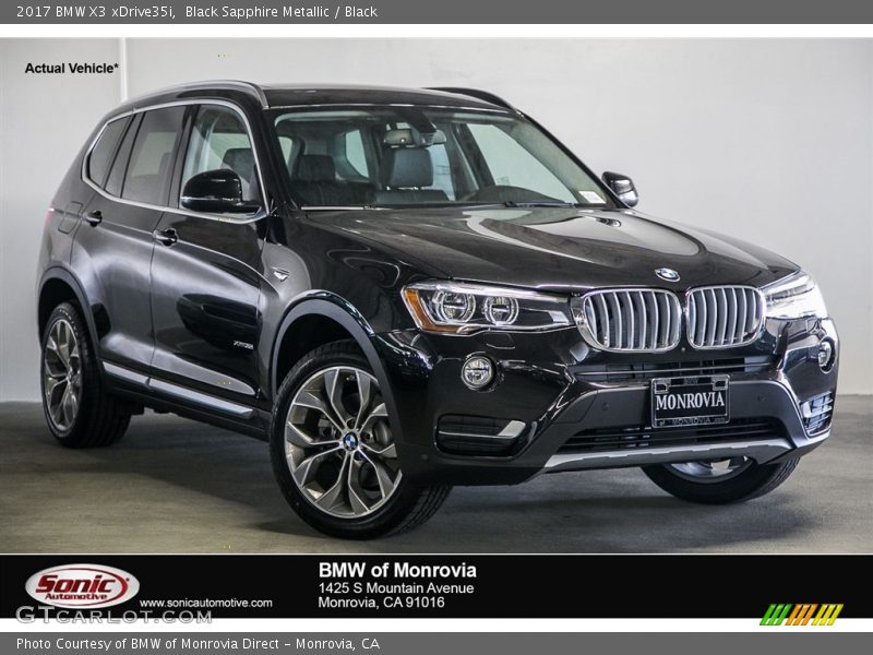 Black Sapphire Metallic / Black 2017 BMW X3 xDrive35i