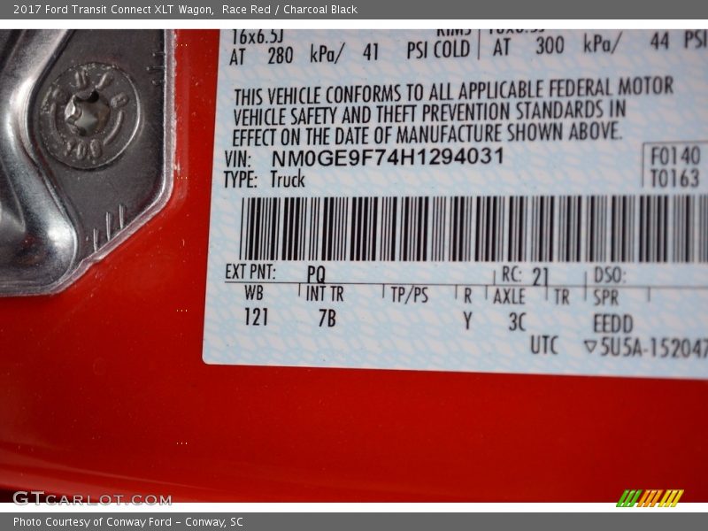 2017 Transit Connect XLT Wagon Race Red Color Code PQ