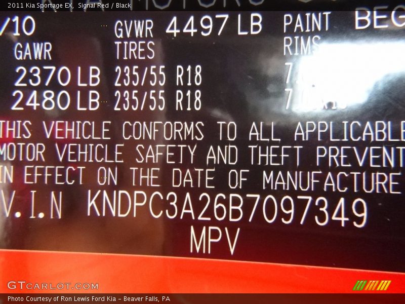 Signal Red / Black 2011 Kia Sportage EX