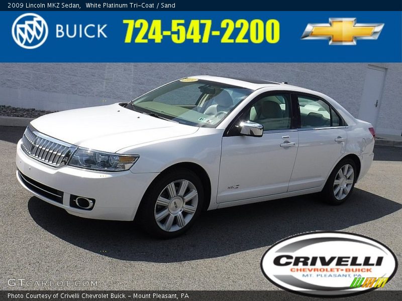 White Platinum Tri-Coat / Sand 2009 Lincoln MKZ Sedan