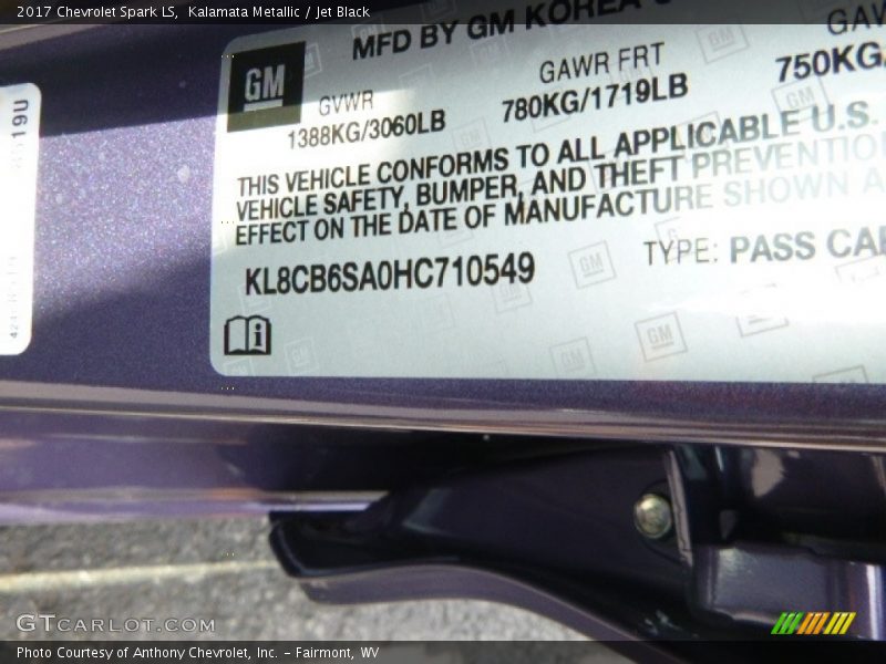 Kalamata Metallic / Jet Black 2017 Chevrolet Spark LS