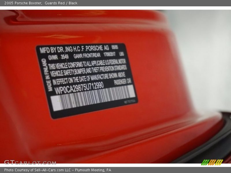 Guards Red / Black 2005 Porsche Boxster