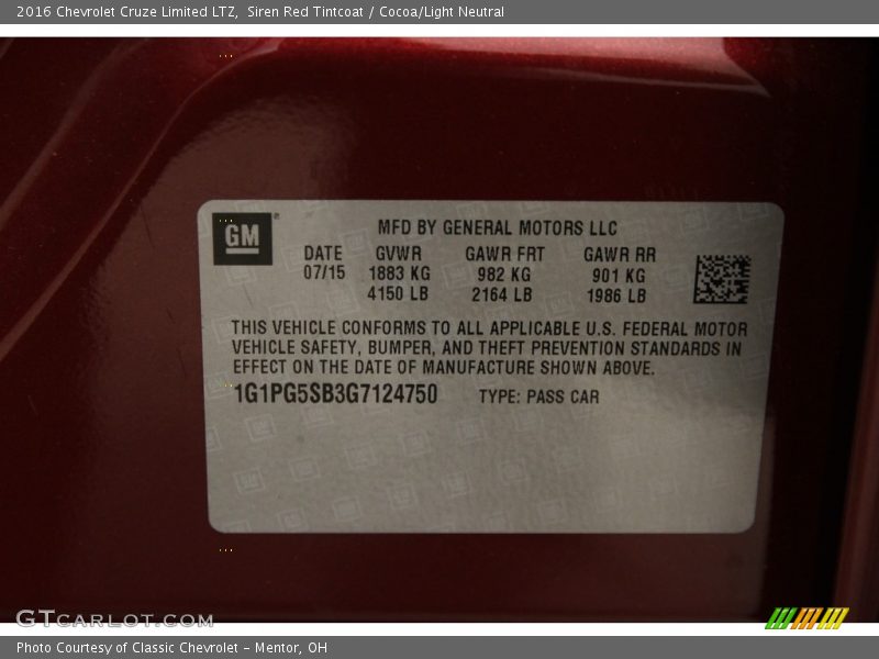 Siren Red Tintcoat / Cocoa/Light Neutral 2016 Chevrolet Cruze Limited LTZ