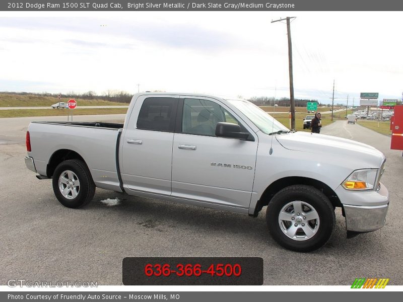 Bright Silver Metallic / Dark Slate Gray/Medium Graystone 2012 Dodge Ram 1500 SLT Quad Cab