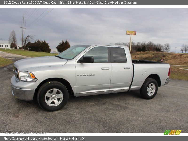 Bright Silver Metallic / Dark Slate Gray/Medium Graystone 2012 Dodge Ram 1500 SLT Quad Cab
