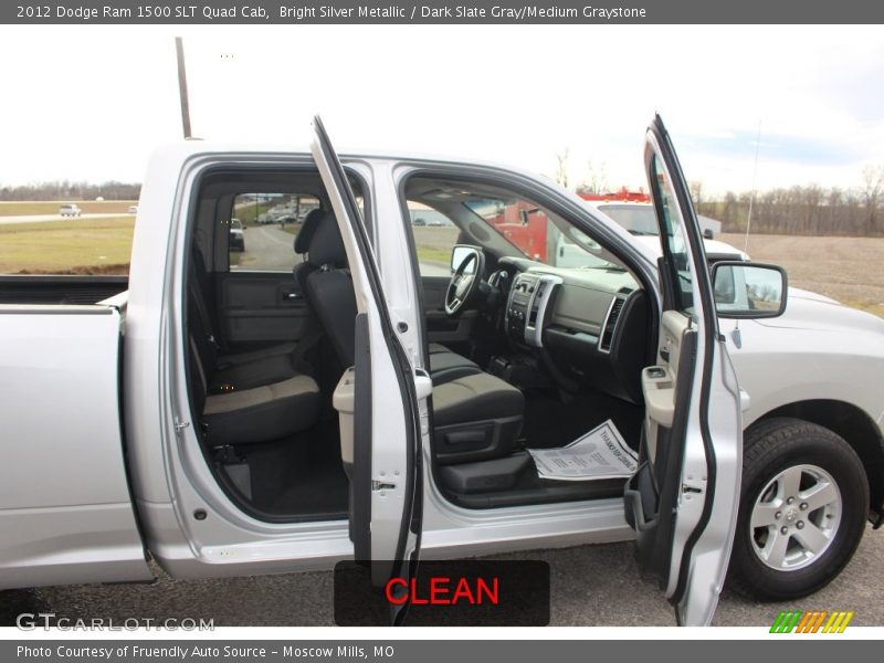 Bright Silver Metallic / Dark Slate Gray/Medium Graystone 2012 Dodge Ram 1500 SLT Quad Cab