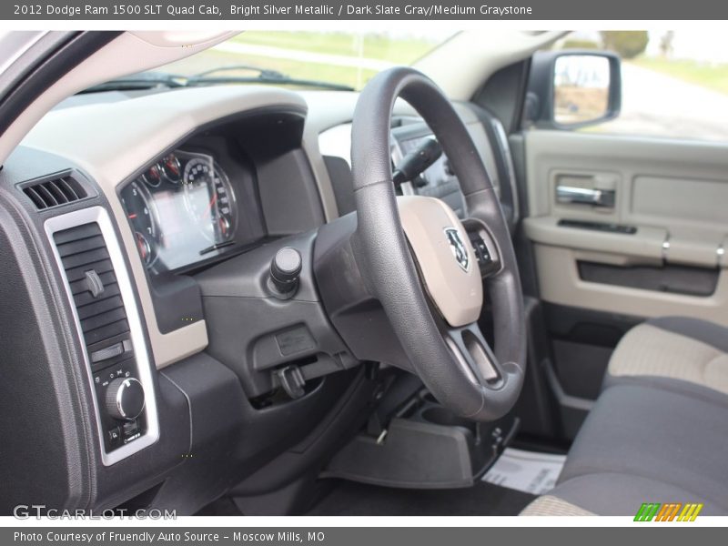 Bright Silver Metallic / Dark Slate Gray/Medium Graystone 2012 Dodge Ram 1500 SLT Quad Cab