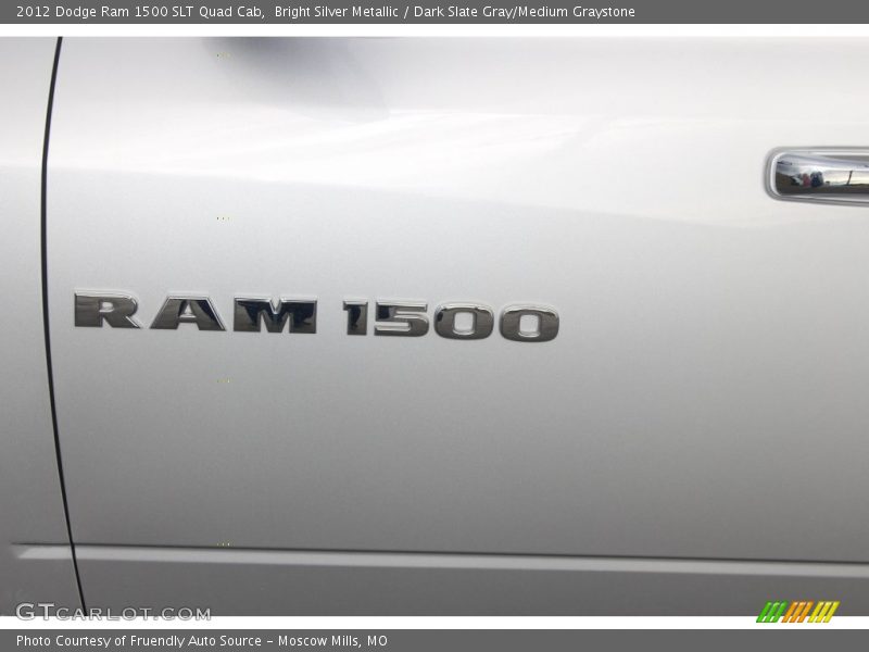 Bright Silver Metallic / Dark Slate Gray/Medium Graystone 2012 Dodge Ram 1500 SLT Quad Cab