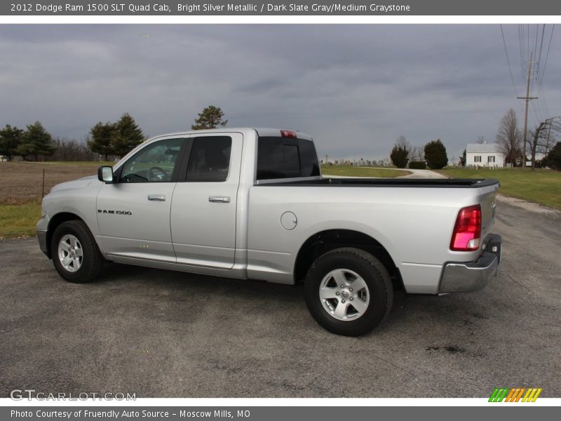 Bright Silver Metallic / Dark Slate Gray/Medium Graystone 2012 Dodge Ram 1500 SLT Quad Cab