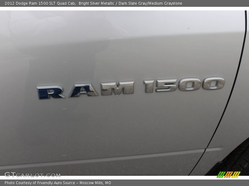 Bright Silver Metallic / Dark Slate Gray/Medium Graystone 2012 Dodge Ram 1500 SLT Quad Cab