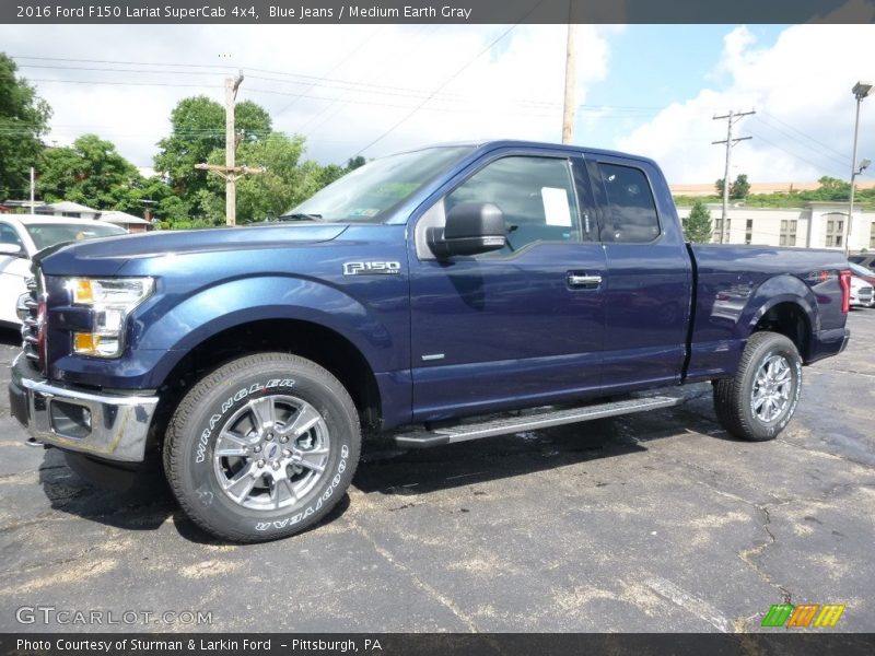 Blue Jeans / Medium Earth Gray 2016 Ford F150 Lariat SuperCab 4x4