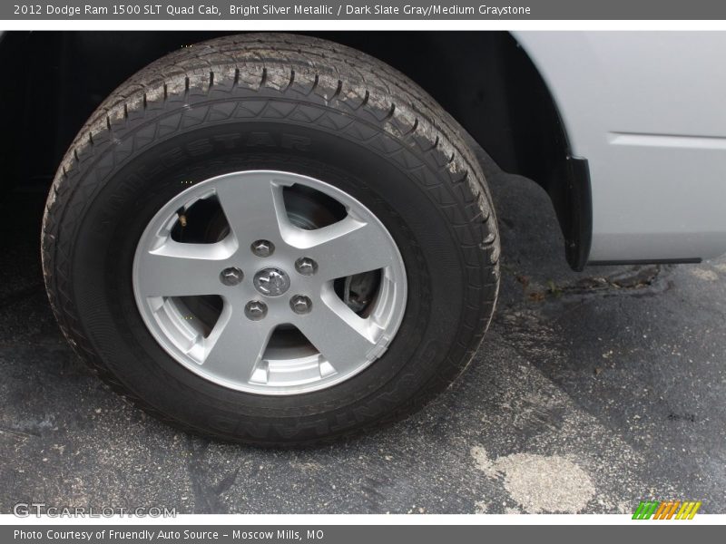 Bright Silver Metallic / Dark Slate Gray/Medium Graystone 2012 Dodge Ram 1500 SLT Quad Cab