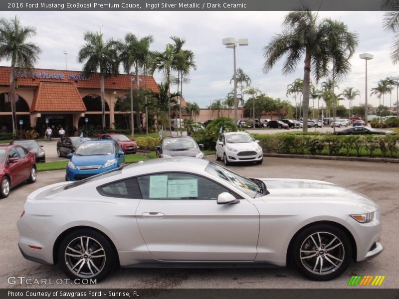 Ingot Silver Metallic / Dark Ceramic 2016 Ford Mustang EcoBoost Premium Coupe