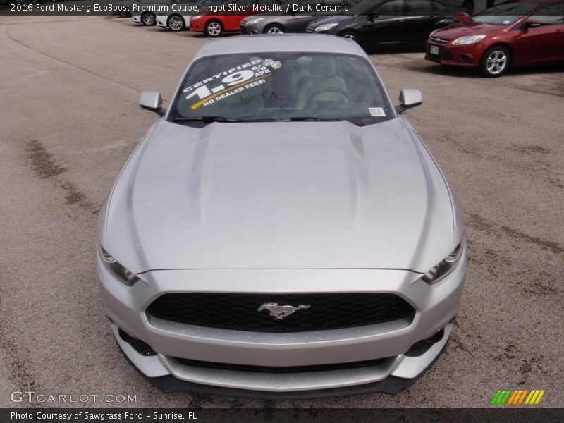 Ingot Silver Metallic / Dark Ceramic 2016 Ford Mustang EcoBoost Premium Coupe